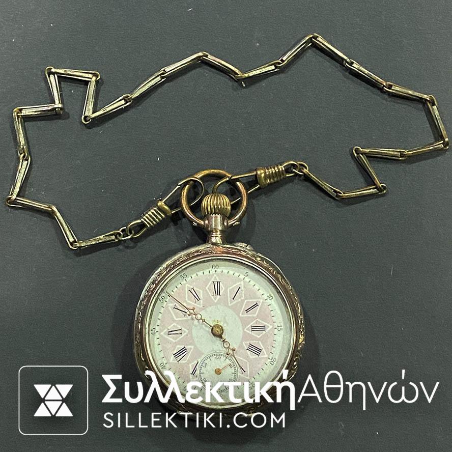 Ασημένιο Ρολόι με χρυσώματα 43 mm σε λειτουργία
